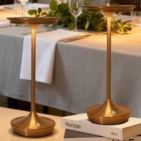 Lampe de table LED tactile rechargeable électroplaquée, à intensité variable, pour hôtel, bar, café, salle à manger
