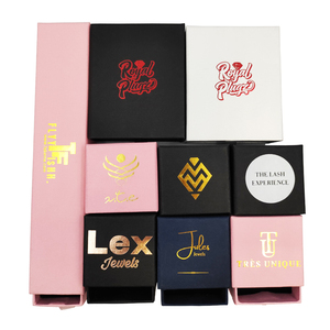 Wholesale luxury custom logo kraft drawer cardboard jewellery storage packaging paper jewelry box with sponge black