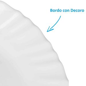 Piatti piatti in vetro bianco opaco, diametro 26 cm, bordo decorato, lavabili in lavastoviglie, set da 6 - Product Image 5