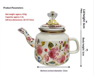Nouvelle <span class=keywords><strong>théière</strong></span> en émail de couleur émail, design moderne et simple, bouilloire à fond plat avec couvercle pour le thé au lait, le beurre et les assaisonnements - Product Image 6