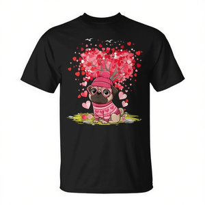 T-shirt per San Valentino con cuore e albero per gli amanti dei Pug - Product Image 2