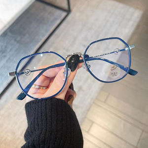 Montures de lunettes uniques en métal rétro Tr90, anti-lumière bleue, pour femmes, design irrégulier à monture complète S1 0672 - Product Image 2