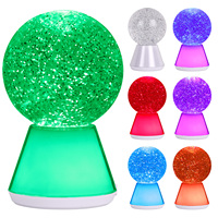 Veilleuse LED RGB à paillettes TH en forme de boule 3D à changement de couleur pour la décoration de fêtes d'enfants - Rechargeable par USB