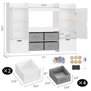 Mueble Infantil Multifuncional Moderno para Sala de Estar con Pizarras de Doble Cara y 4 Compartimentos de Almacenamiento Extraíbles - Product Image 4