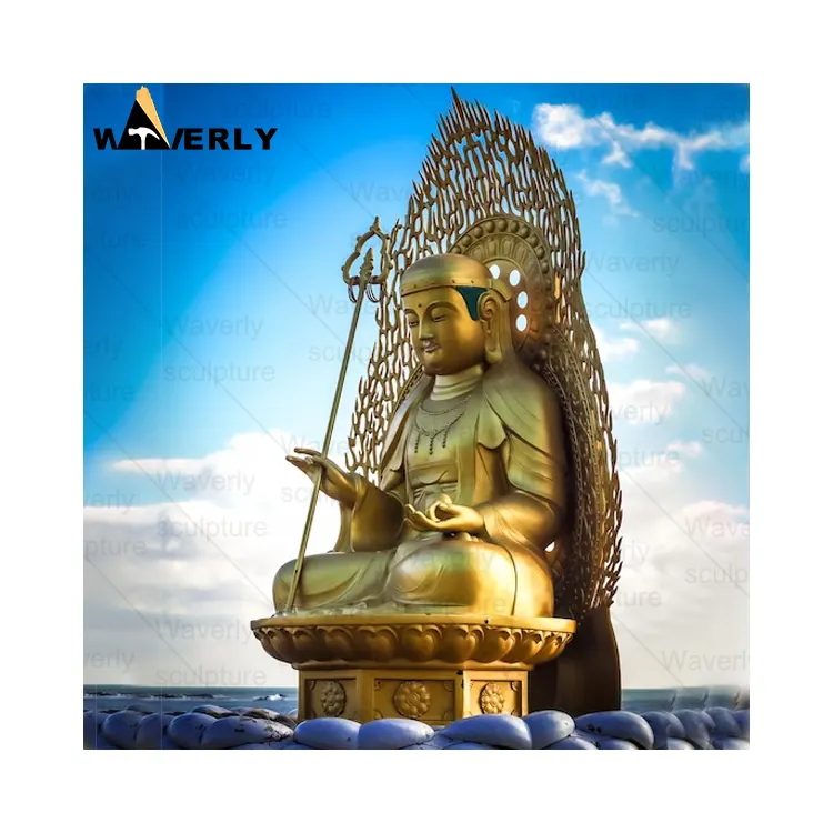 На заказ уличная декоративная гигантская металлическая медная статуя Будды сидя большая латунная бронзовая золотая статуя Будды