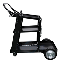 Chariot de soudage en acier à 3 niveaux, chariot universel à roulettes pour soudeuse MIG, chariot pour bouteilles de gaz avec 2 chaînes en zinc, roues de 7 pouces