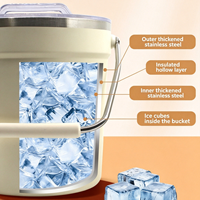 Seau à glace professionnel de luxe 8L, double paroi en acier inoxydable, isotherme, avec couvercle et poignée