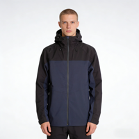 Veste de pluie légère pour homme, écologique, à capuche, en polyester, imperméable, coupe-vent, respirante, pour la randonnée en plein air, col montant, fermeture éclair