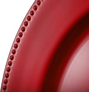 Assiettes de présentation rouges en plastique 13 pouces Assiettes de table rondes en plastique pour mariage de Noël pour événement - Product Image 6