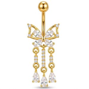 <span class=keywords><strong>Piercing</strong></span> all'<span class=keywords><strong>Ombelico</strong></span> in Acciaio Inossidabile con Ciondolo a <span class=keywords><strong>Farfalla</strong></span> e Fiocco in Zircone a Goccia d'Acqua per Uso Quotidiano - Product Image 6