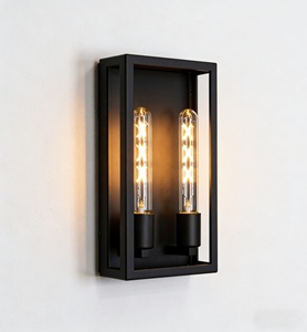 Modern IP65 Waterproof <b>LED</b> Matte Black Outdoor Wall Lamp with Transparent Glass Lampshade for Garden <b>Lighting</b> - Product Image 1