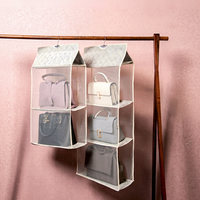 Organisateur suspendu à 4 poches pour sacs à main, sac de rangement non tissé pour vêtements, organisateur de placard gain de place