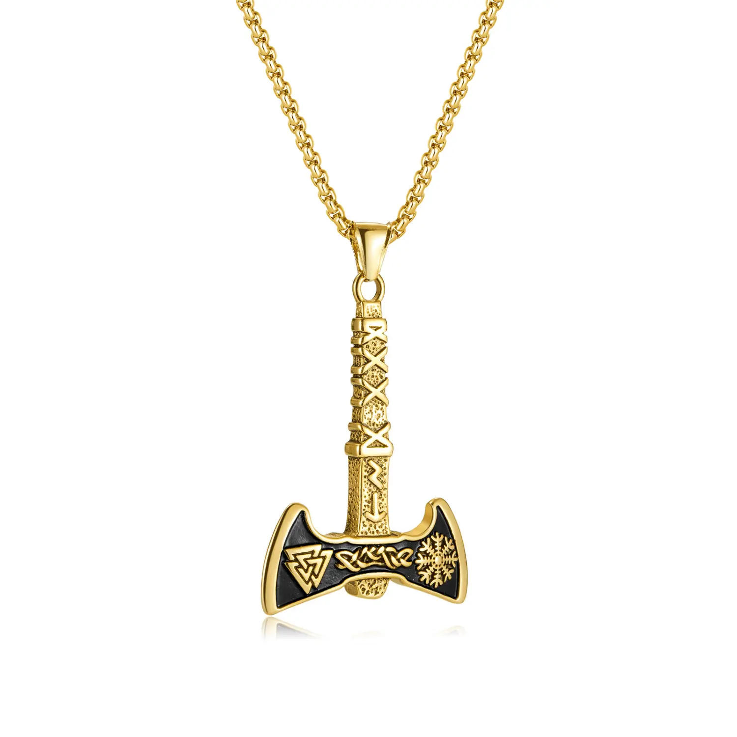 Hot sale jewelry 18K gold plated hip hop trend ax pendant stainless steel men pendant necklaces