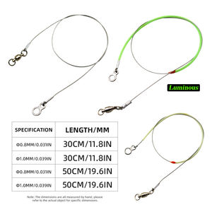 Glow 30cm 50cm Heavy Duty Sea Fishing 49-Strands Steel Wire Leader avec émerillons et boutons-pression Lignes <span class=keywords><strong>de</strong></span> pêche Rig Fishing Gear - Product Image 2