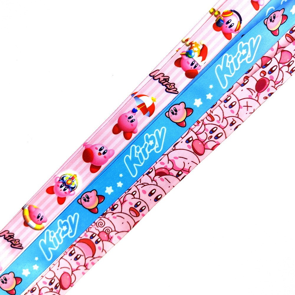 Portable Cartoon Cute Kirby Lanyards Satin Accessories Anti-Lost Neck Strap Card Holder Phone Case Lanyards Promotional Gifts Image 3