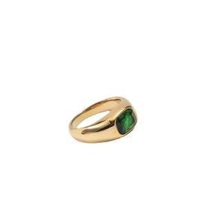 보석 제조업체 볼드 스테인리스 스틸 그린 에메랄드 보석 반지 여성용 - Product Image 5