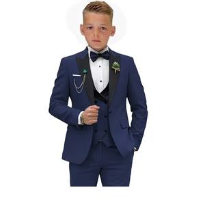 Tenue de cérémonie pour garçons, blazer en or champagne avec revers noir, gilet, banquets, robe de <span class=keywords><strong>mariage</strong></span> pour enfants - Product Image 3