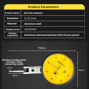 Indicador de Mostrador de Alavanca de Alta Precisão 0.01/0.001 com Rotação de 180 Graus, Micrômetros para Medição Industrial - Product Image 3