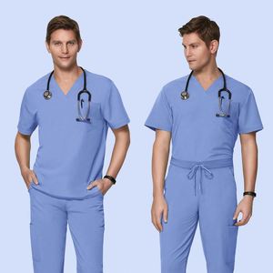 Tenues médicales personnalisées de haute qualité en gros, ensembles grande taille, pantalons de jogging, uniformes d'infirmière bleu roi extensibles pour hommes - Product Image 2
