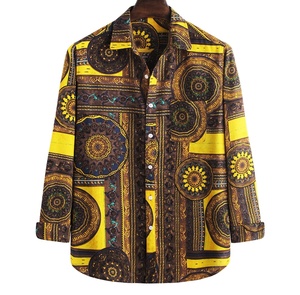 Chemise à motifs géométriques pour hommes Chemise à boutons pour les amateurs de mode Manches longues Facile à coiffer Chemise décontractée Haute qualité Mode quotidienne - Product Image 1