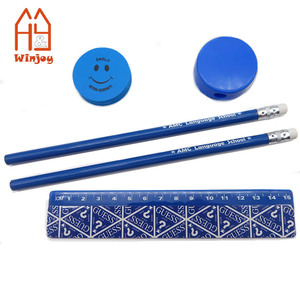 Ensemble de papeterie scolaire avec logo personnalisé, trousse à crayons personnalisée pour équipe sportive 6 pièces avec règle, crayons, gomme, taille-crayon pour enfants - Product Image 3