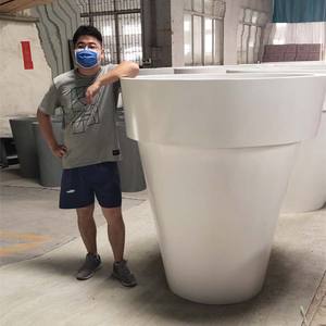 Pots de fleurs modernes, grands, écologiques, légers, en fibre de verre, auto-arrosants, avec trou de drainage, best-sellers pour l'intérieur/l'extérieur - Product Image 3