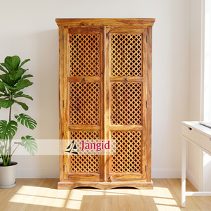 Armoire moderne en bois de Sheesham avec motif Jali, sculptée à la main, pour chambre, hôtel, salon, ferme - Product Image 5