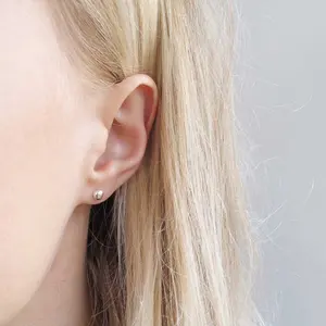 Wholesale Cheap 6MM Round Stud Ear 316L Stainless Steel Smooth Bead Ball Earrings for Lady YE15761