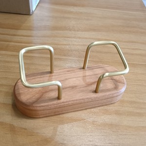 Walnut Wood Brass Business Card Holder 12x5x5.3cm Geometric Design For <b>Desk</b> Organization - Product Image 1