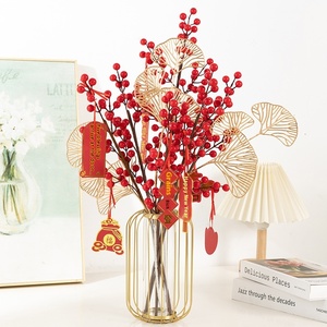 Arrangement de <span class=keywords><strong>fleurs</strong></span> artificielles <span class=keywords><strong>en</strong></span> plastique doré réaliste fait <span class=keywords><strong>à</strong></span> la main pour Pâques, Noël, Nouvel An, la Saint-Valentin, la remise des diplômes - Product Image 1