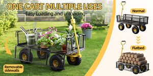 Carrito <span class=keywords><strong>de</strong></span> Jardín <span class=keywords><strong>de</strong></span> Acero BNcompany YDC-2503, Vagón Utilitario <span class=keywords><strong>de</strong></span> Malla Resistente con Capacidad <span class=keywords><strong>de</strong></span> 880 Libras y Laterales Extraíbles para Compras - Product Image 2