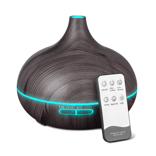Kinscoter 500ml Essential Oil Diffuser Air Humidifier Wood Grain Aroma Diffuser Ultrasonic Portable Diffuser for Home