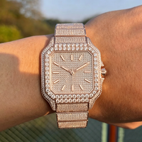 Montres automatiques personnalisées de luxe pour hommes, serties de moissanite noire VVS, de haute qualité, cadran carré de 40 mm, verre saphir