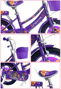 Vélo enfant MTBGO 16 pouces, 7 <span class=keywords><strong>ans</strong></span>, une vitesse, rose, <span class=keywords><strong>2</strong></span> roues, fourche en acier, mini vélo avec panier, vélo pour <span class=keywords><strong>fille</strong></span> - Product Image 5
