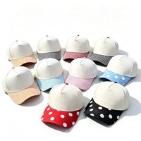 Casquette 5 panneaux unisexe tendance et polyvalente à imprimé rayé, pois et blocs de couleur – Grande Vente