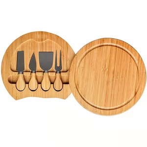 Tabla clásica de bambú para cortar queso, redonda, cuadrada, con juego de cubiertos, venta al por mayor - Product Image 2