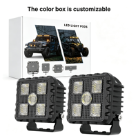 Projecteurs LED 4x4 de 3 pouces, 18W, faisceau large, blanc, éclairage tout-terrain, IP68, étanche, pour camion, VTT, UTV