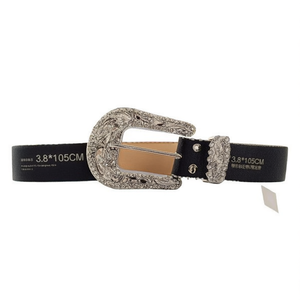 Cintura in Pelle 3.8*105CM con Fibbia a Mezzo Fiore in Strass Moda Donna - Product Image 2