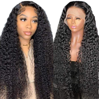 Perruque frontale bouclée Deep Wave de 30 pouces, qualité 12A, cheveux humains brésiliens, sans colle, dentelle HD transparente, double perruque brésilienne, densité 250