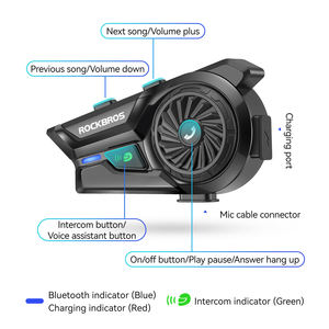 Auriculares Inalámbricos para Motocicleta ROCKBROS con Micrófono, Batería de Larga Duración (1000 mAh), <span class=keywords><strong>Intercomunicador</strong></span> para Dos Personas, Resistente al Agua y al Polvo IP56, 300 m - Product Image 6