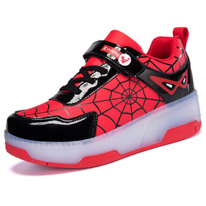 Flashing Roller Shoes For Kids With Led Lights Rechargeable Wheels Black Red EVA Material Double Row Wheel Type - Product Image 4