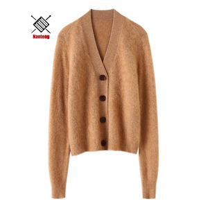 Nanteng Nouveau Stock Frais <span class=keywords><strong>Pas</strong></span> <span class=keywords><strong>Cher</strong></span> 100% Boule <span class=keywords><strong>De</strong></span> <span class=keywords><strong>Laine</strong></span> Col V À Manches Longues En Gros Cardigans Décontractés Cachemire Femme Pull - Product Image 1