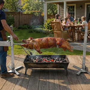 Kit de barbecue électrique rotatif pour camping en plein air avec design pliable en acier inoxydable et hauteur réglable - OEM - Product Image 1