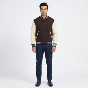 High Quality Customizable 100% Cotton Winter Stand Collar <b>Canvas</b> Front Embroidered Logo Breathable Casual College <b>Jacket</b> <b>Men</b> - Product Image 1