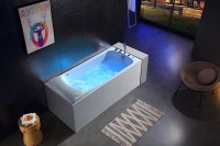 Baignoire de massage en acrylique pour intérieur, spa d'hydrothérapie avec jets de massage cascade LED et douchette pour la maison, l'hôtel, la villa, la salle de bain