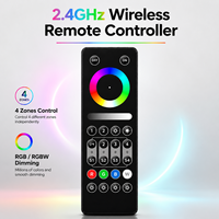 Control Remoto LED 2.4G Inalámbrico RF con Atenuador Táctil RGB/RGBW para Tiras de Luz LED, Lámpara de Techo de Cuatro Zonas, Kit de Iluminación para el Hogar con Alcance de 30M