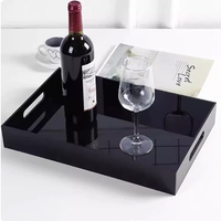 Plateau en acrylique avec poignée pour boissons et pain, plateau cosmétique en acrylique