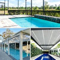 Modernes Schwimmbad-Glashaus Wintergarten Mobiler Abnehmbarer Sonnenraum mit Hoher Lichtdurchlässigkeit