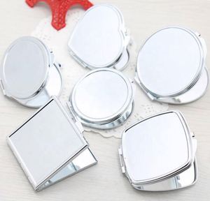 Miroir de maquillage portable en argent de différentes formes, ensemble DIY, cadeau, miroir pliable avec plaque de sublimation - Product Image 1