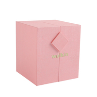 Boîte cadeau en carton rigide magnétique personnalisée rose à double porte, estampage or, laminage mat, soin de la peau, sérum cosmétique